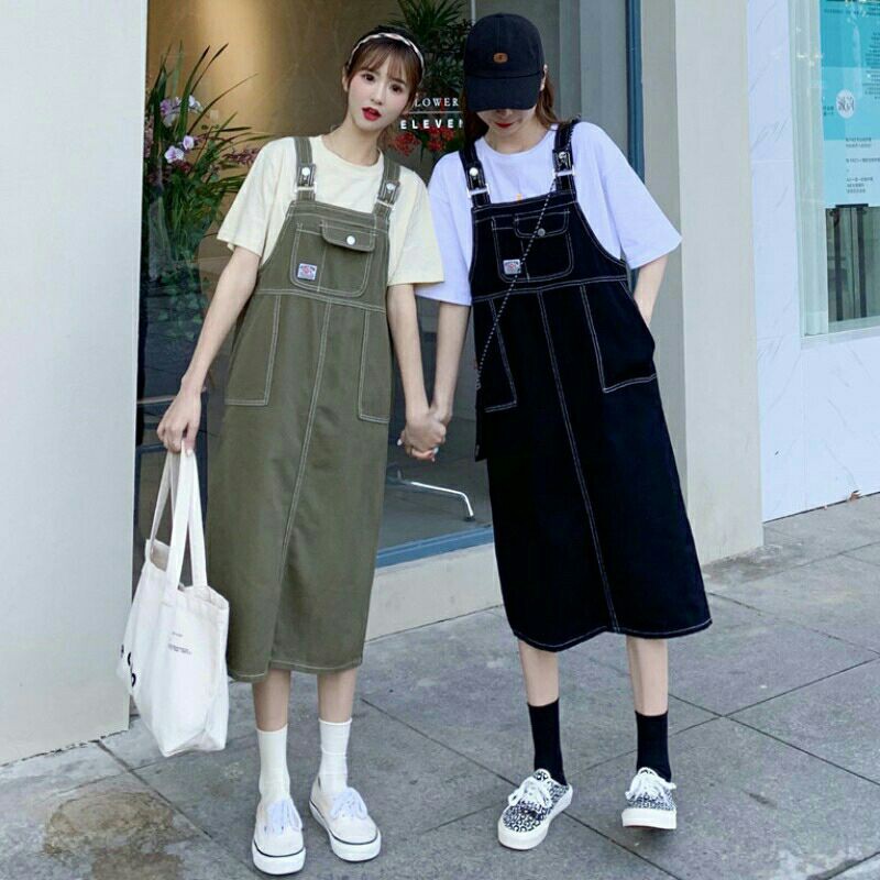 Váy dây denim rộng rãi