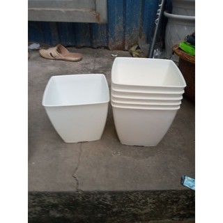Chậu nhựa vuông trắng đẹp phi 16cm
