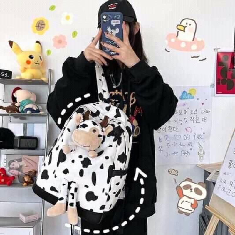 BALO GẤU BÔNG BÒ SỮA CUTE DỄ THƯƠNG, TÚI XÁCH ĐI HỌC ĐI CHƠI
