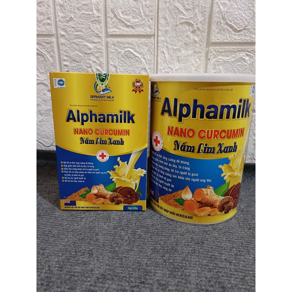 Sữa nghệ alphamilk nano curcumin nấm lim xanh 900g