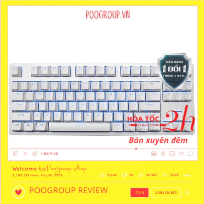 Bàn phím cơ E-DRA EK387 Trắng White ( Blue / Brown/ Red Switch )
