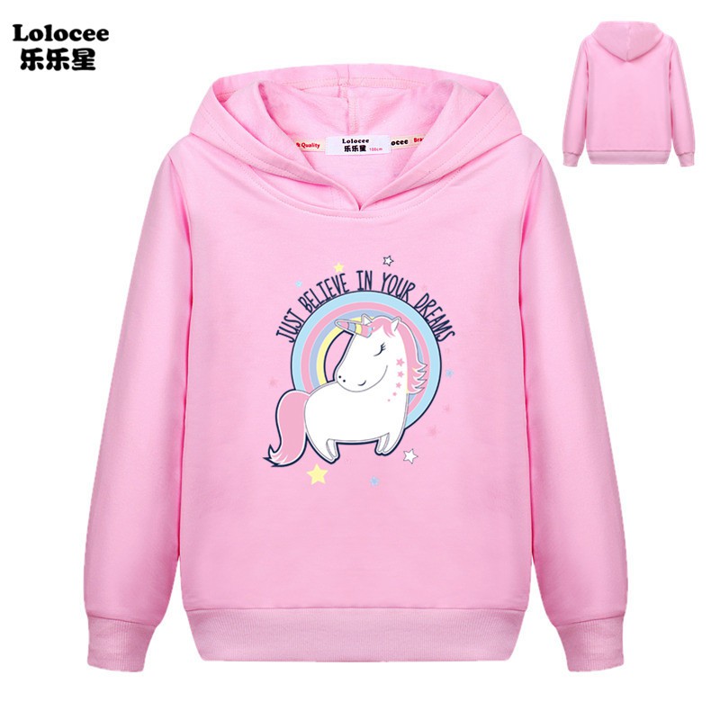 Áo Khoác Hoodie Tay Dài In Hình Kì Lân Cho Bé Gái