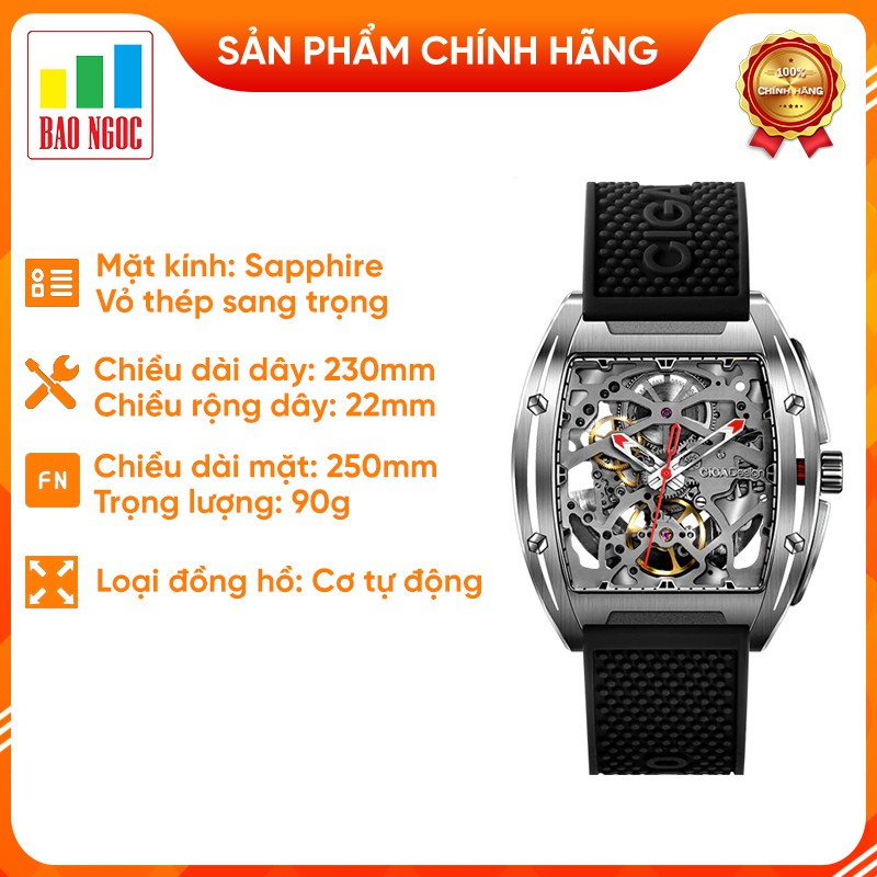 Đồng hồ nam CIGA Z sang trọng đeo tay tự động dành cho doanh nhân với dây đeo bằng silicon