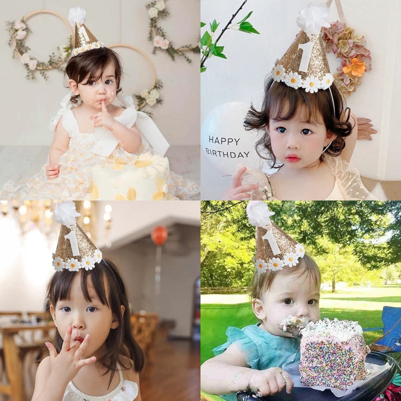 Mũ Sinh Nhật Hình Hoa Cúc Dễ Thương Cho Bé