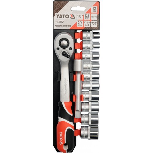 Bộ tuýp tay vặn tổng hợp 1/2 inch 12 chi tiết Yato YT-38821