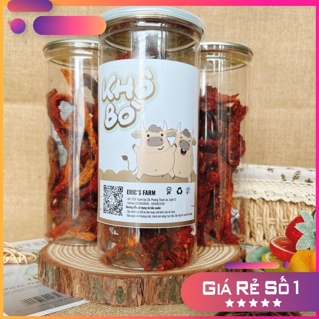 Khô bò que Hồng Ngự 300g, Bò thật 100%, thơm ngon, thấm vị, ăn vặt Eric's Food giá rẻ