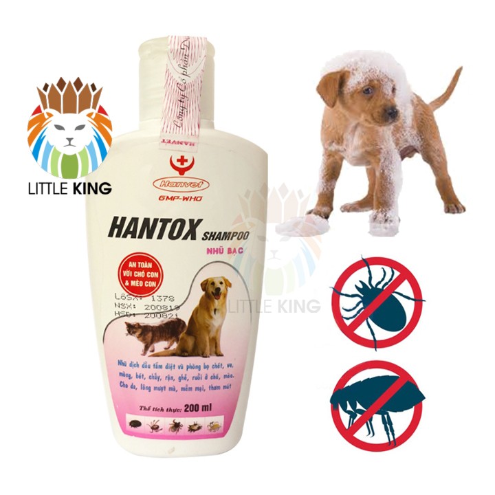 Sữa tắm cho chó mèo Hantox 200ml trị ve, rận, bọ chét, ký sinh trùng, ghẻ ngứa Little King pet shop