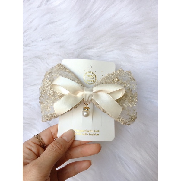 Kẹp tóc nơ,kẹp tóc ren sang chảnh cho nữ