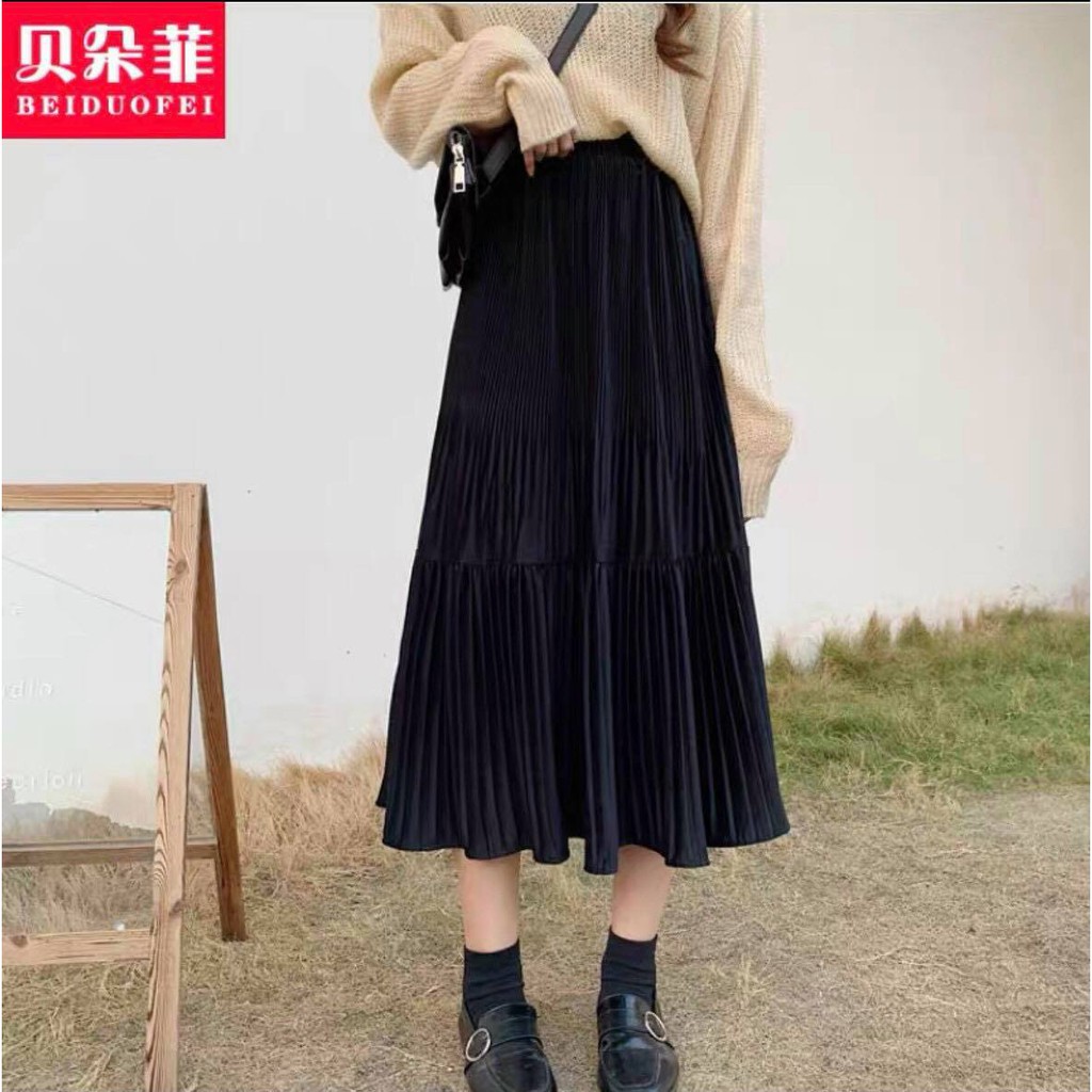 [Mã FAMAYWA giảm 10K đơn 50K] Chân váy midi dập ly 3 tầng - vải voan 2 lớp | BigBuy360 - bigbuy360.vn