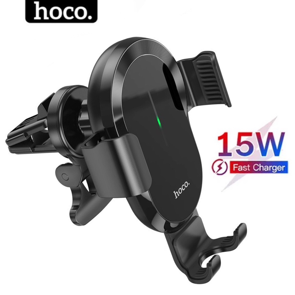 Giá đỡ điện thoại trên ô tô HOCO kiêm sạc không dây 15w dùng cho iphone samsung xiaomi