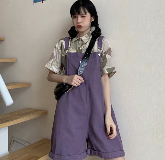 [OD] Quần Yếm Ulzzang Hàn Quốc Màu Tím/Đen | BigBuy360 - bigbuy360.vn