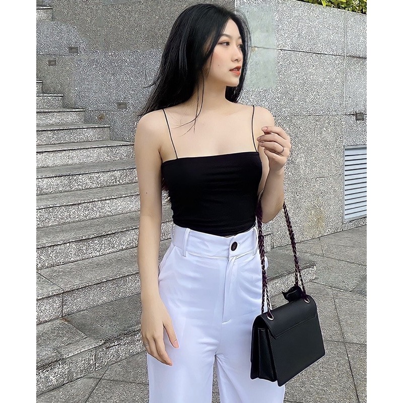 áo 2 dây croptop sợi bún