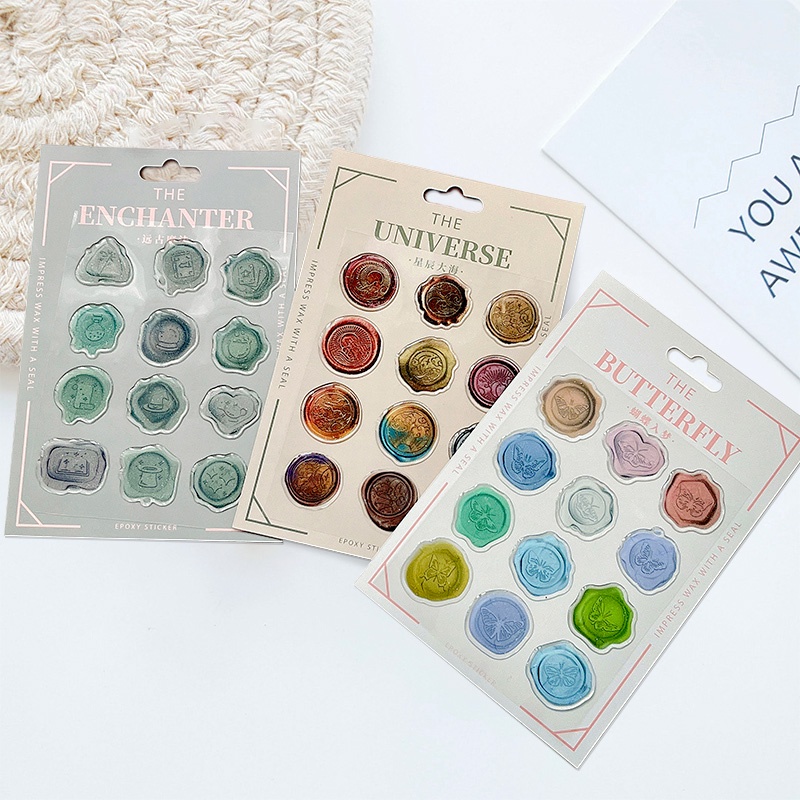 Set 12 Miếng Dán Chống Thấm Nước Trang Trí Cho Niêm Phong Phong Cách Retro