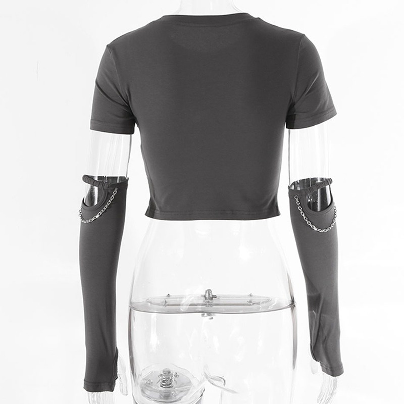 Áo Thun Lửng Tay Dài Cổ Tròn In Chữ Thời Trang Dành Cho Nữ