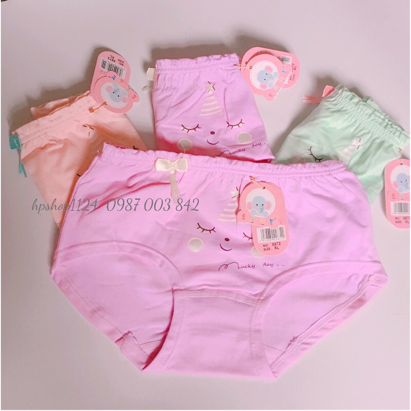 Quần chíp bé gái cotton 100%, co giãn đàn hồi tốt, thông thoáng thấm hút mồ hôi TE01