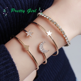 Set 4 Vòng Tay Kim Loại Phong Cách Bô-Hem Cho Nữ