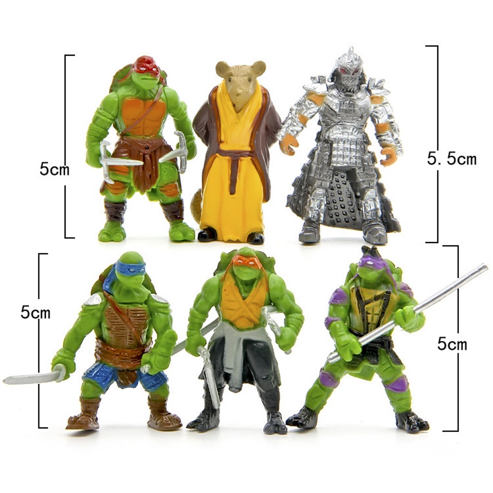 Set 6 Mô Hình Đồ Chơi Nhân Vật Hoạt Hình Ninja Rùa Đáng Yêu