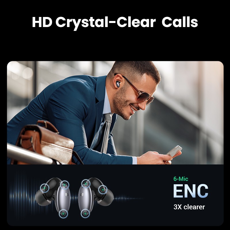 Tai nghe không dây Bluetooth UGREEN Hiune X6 TWS ANC 35dB tích hợp micro chống ồn