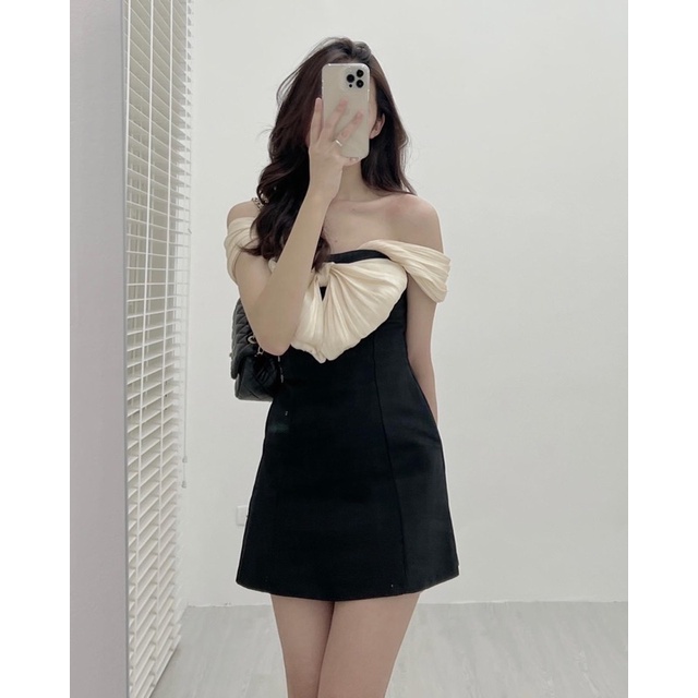 [HÀNG SẴN]VÁY-ĐẦM PHỐI TƠ ORGANZA NƠ NGỰC SIÊU XINH