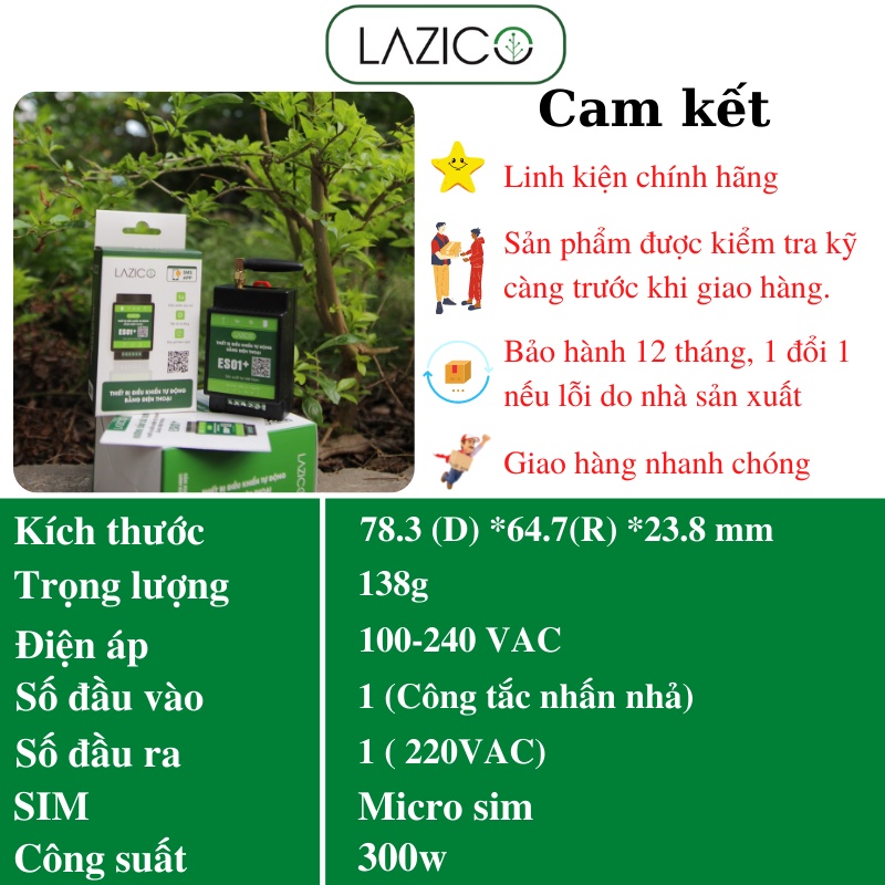 Điều khiển từ xa cho máy bơm 220V qua điện thoại LAZICO ES01+