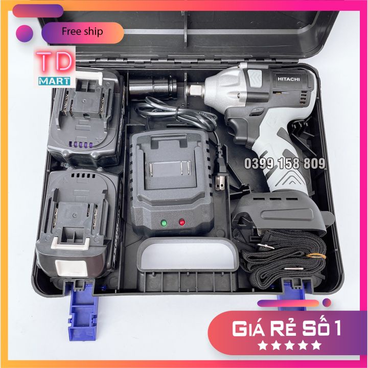Máy Khoan Pin - Siết Bulong Hitachi 3 chức năng khoan bắn vít siết ốc, lõi đông ko chổi than,tặng đầu chuyển vít đa năng