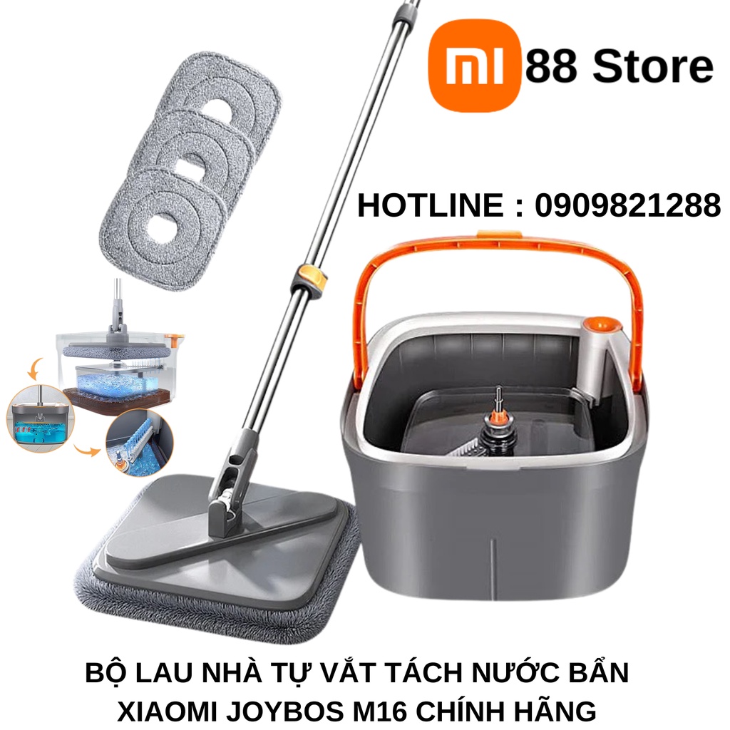 Bộ Cây Lau Nhà Tự Vắt 2 Ngăn Tách Riêng Nước Bẩn Xiaomi Joybos M16 Chính Hãng FullBox