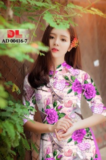 Vải áo dài hoa hồng