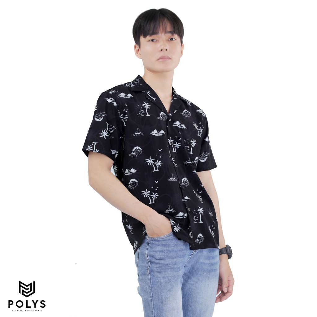 Áo Sơ Mi Nam Tay Ngắn Họa Tiết OCEAN AND PALM - POLYS | Form Suông, Lụa Mịn, Ít Nhăn, Co Giãn, Không Gò Bó Hầm Bí | BigBuy360 - bigbuy360.vn
