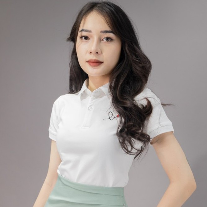 Áo Polo nữ cổ bẻ phối UCO vải cotton cá sấu cao cấp, dáng đẹp, thêu họa tiết màu trắng, vàng ATS0478 - EMSPO