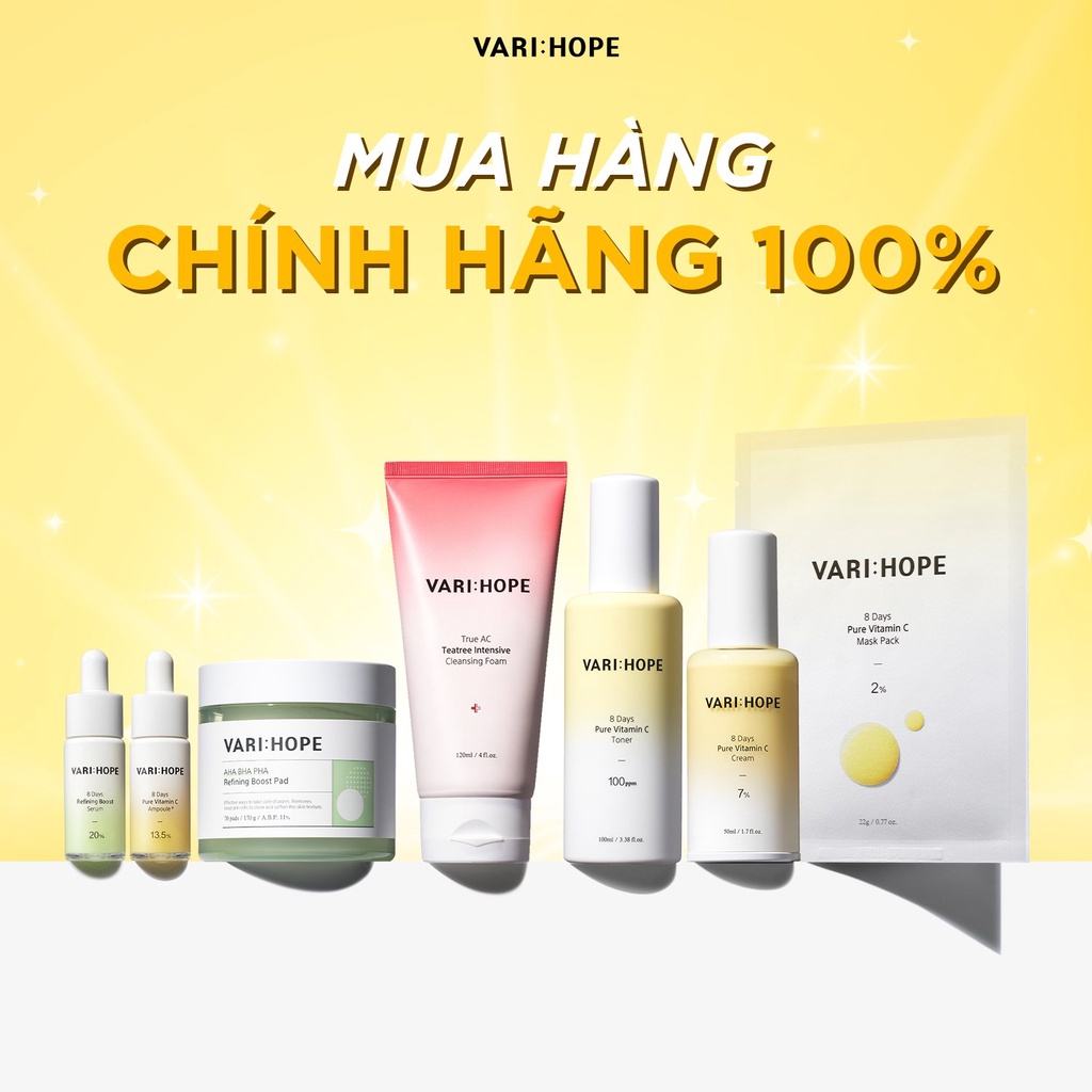 Kem dưỡng Vari hope Dưỡng Trắng Da, Mờ Thâm trong 8 ngày 8 Days Pure Vitamin C NPP Shoptido