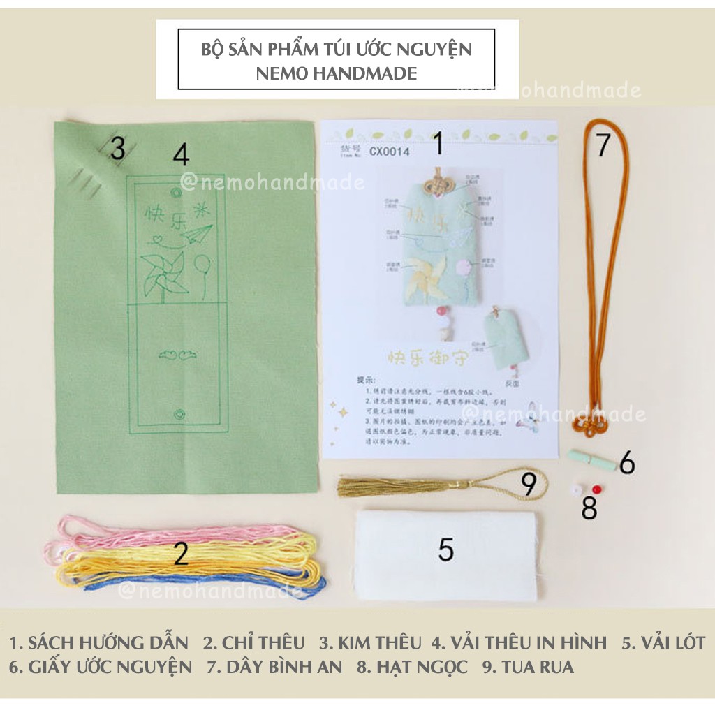 Bộ Kit/ Diy Tự Làm Túi Ước Nguyện Omamori Nemo Handmade - BKOMPT