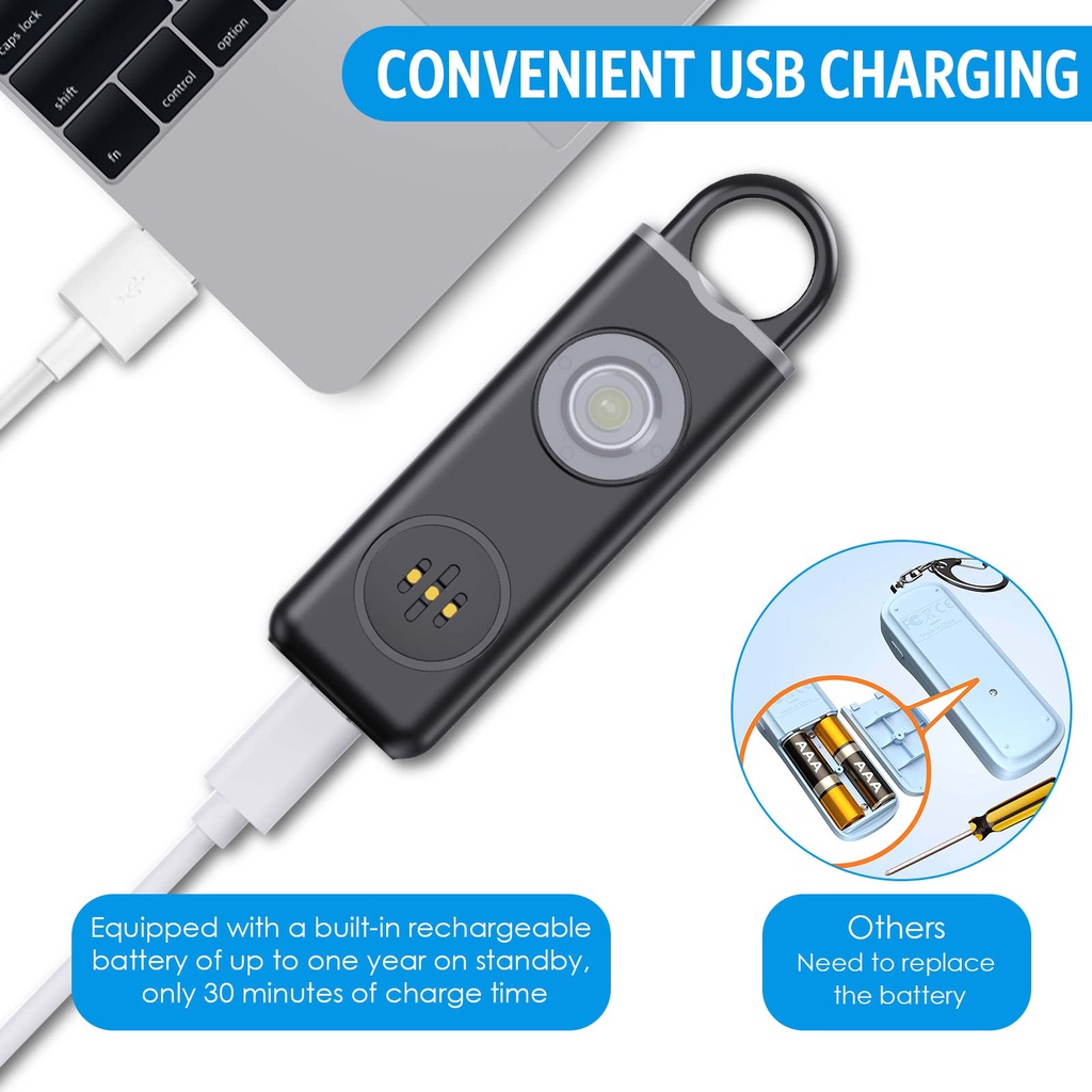 Móc Khóa Báo Động Tự Vệ 130db An Toàn Cho Người Lớn Tuổi / Trẻ Em
