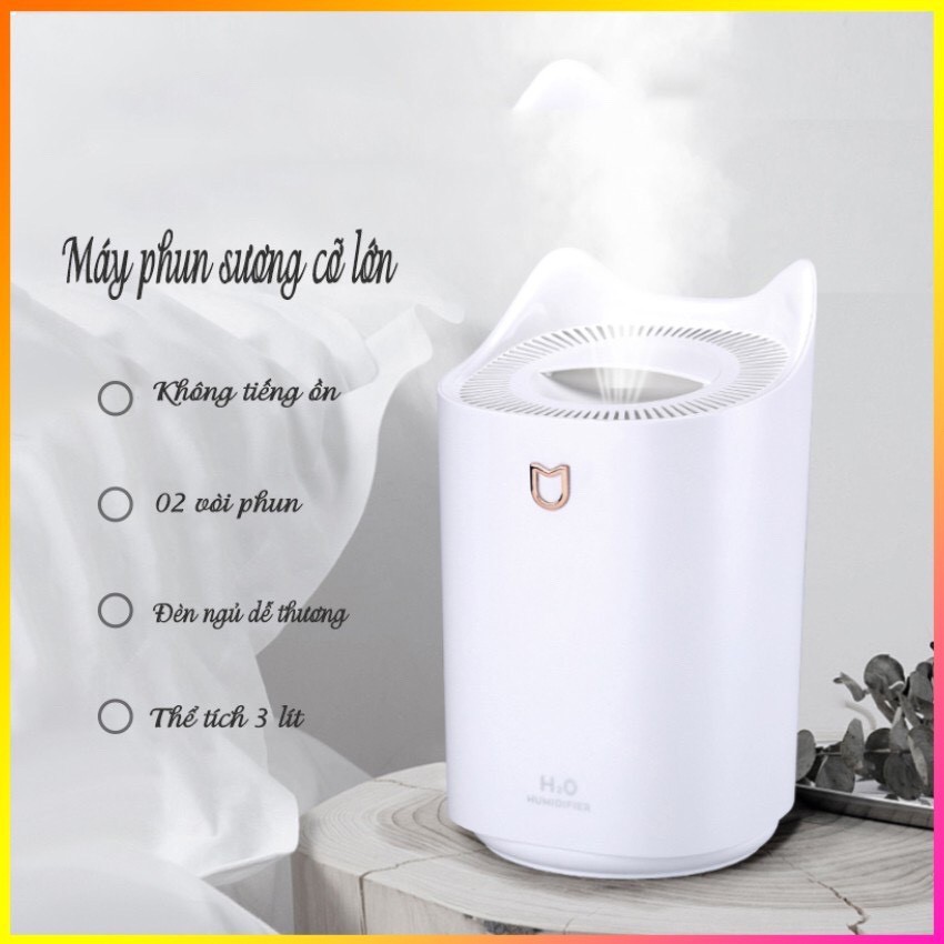 Máy Humidifier tạo ẩm phun sương mini [Hàng sẵn] máy phun sương xông tinh dầu làm mát bù ẩm trong phòng humidifier