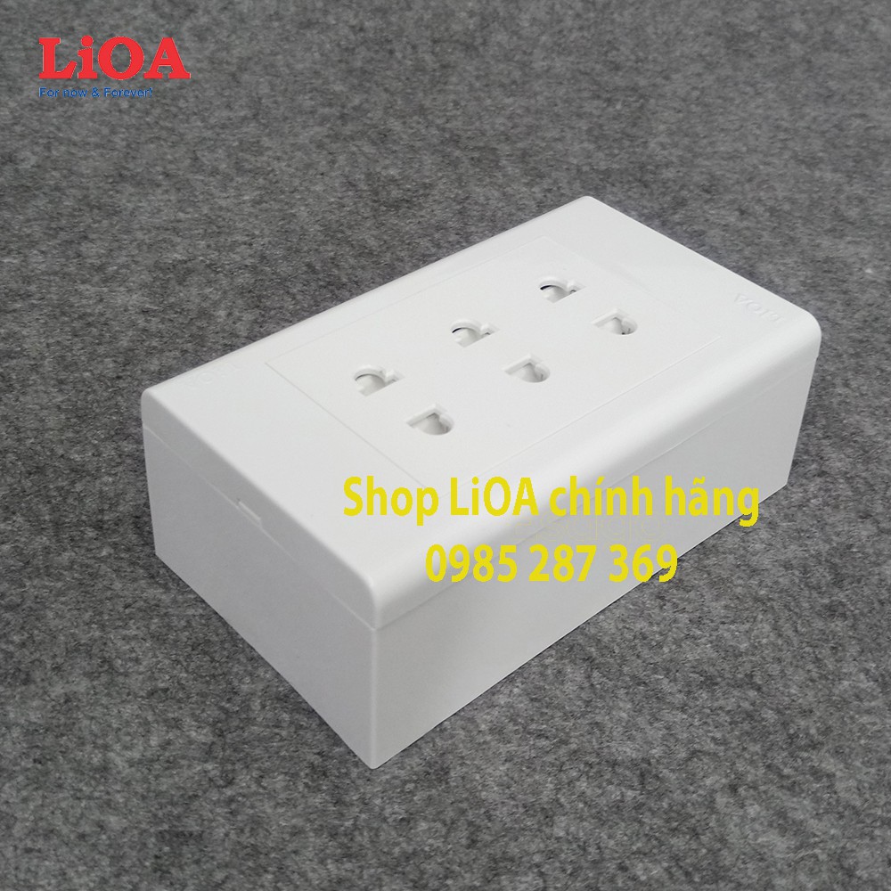 Combo ổ cắm điện ba 2 chấu LiOA 16A 3520W - Lắp nổi