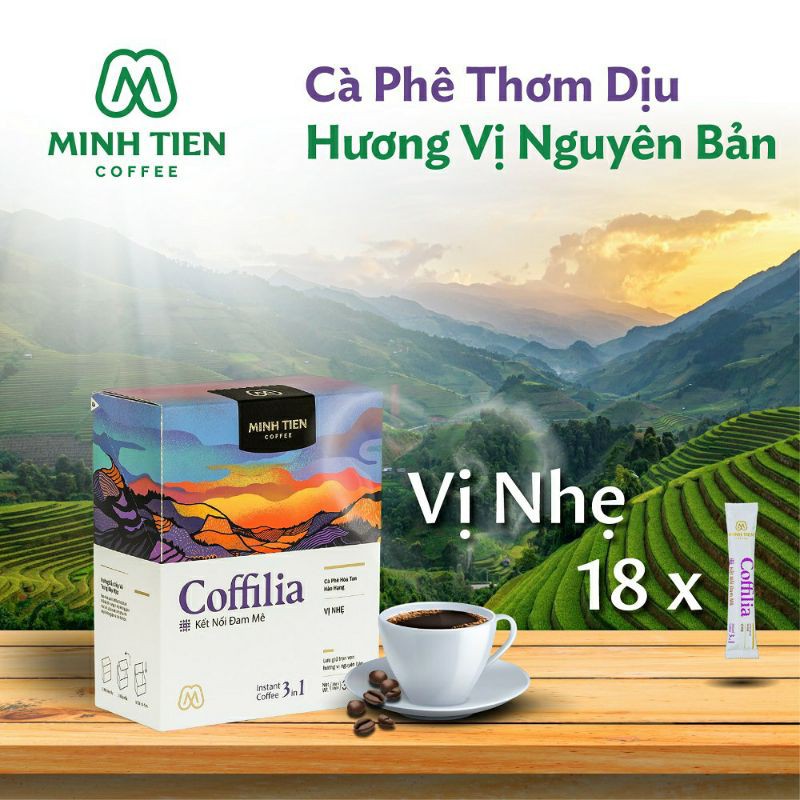 Cà phê hòa tan 3in1 sạch nguyên bản - Coffilia - Kết nối đam mê(hộp 12 gói)