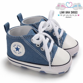 Giày tập đi converse xanh cho bé 0-18 tháng