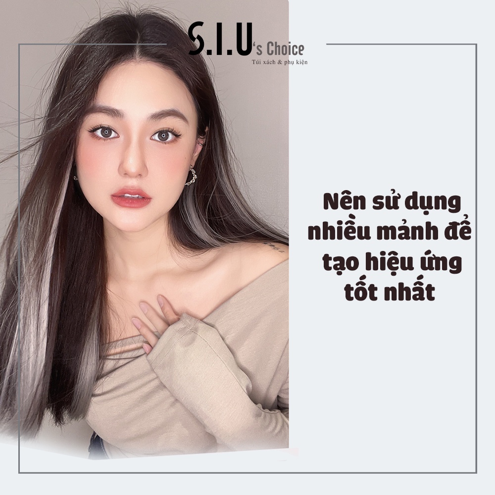 Tóc giả highlight dán từ sợi protein giống tóc thật dài 65cm siuschoice
