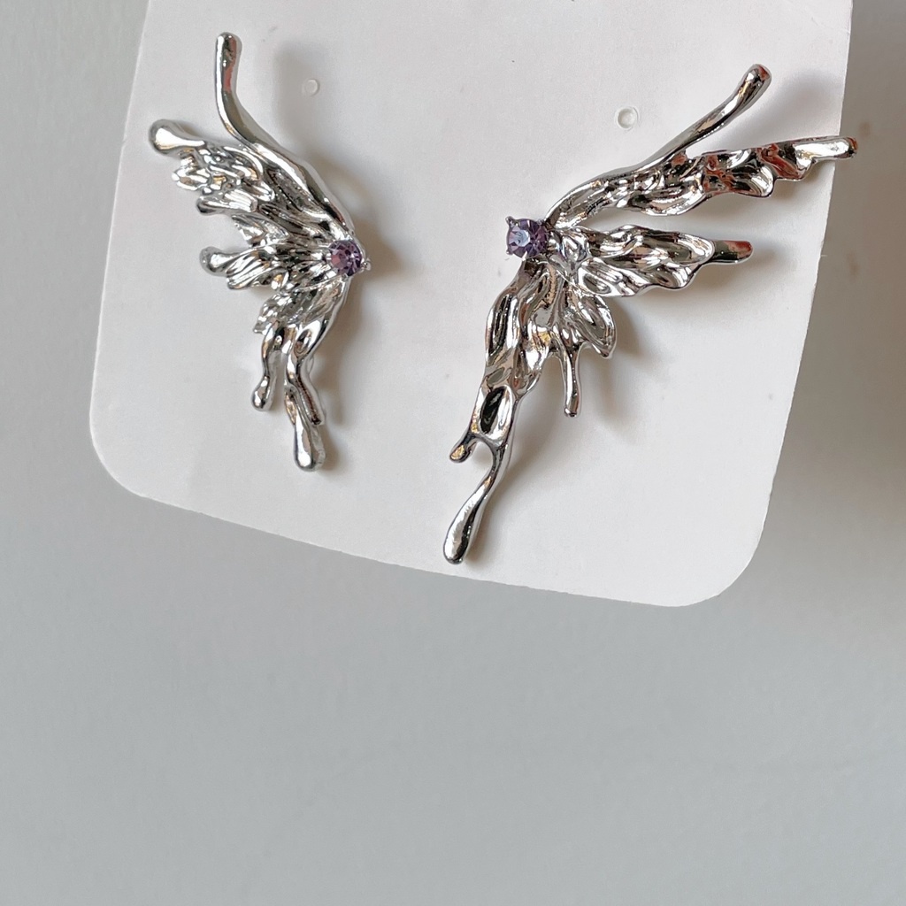 Khuyên Tai Kim Loại Dạng Lỏng Hình Bướm Sinh Học Cá Tính