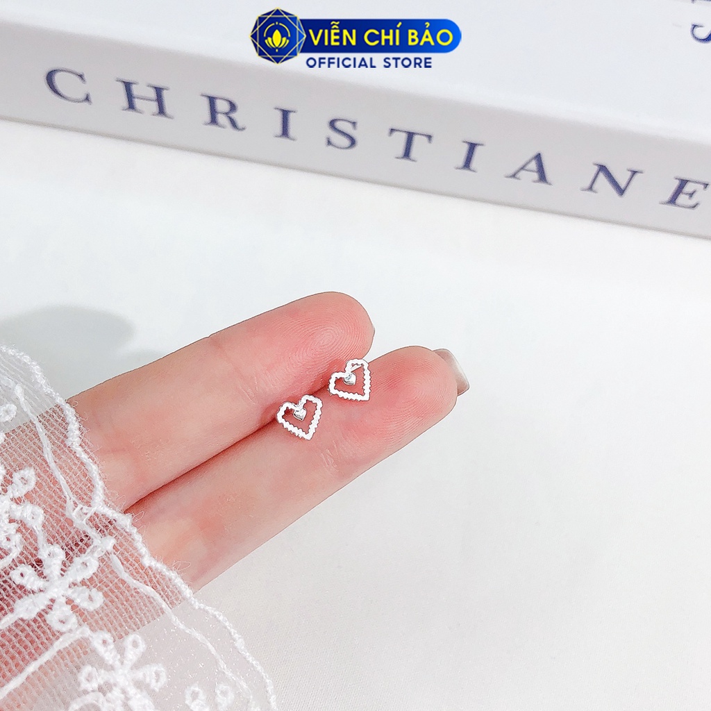 Bông tai bạc nữ hình trái tim hở chất liệu bạc 925 thời trang phụ kiện trang sức nữ thương hiệu Viễn Chí Bảo E072