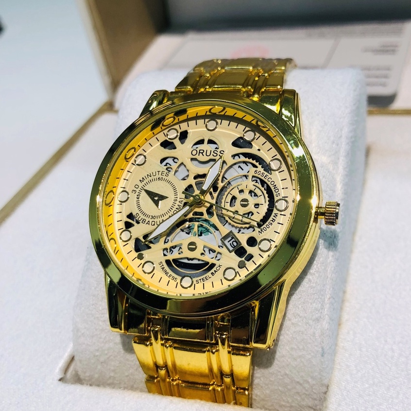 Đồng hồ nam cao cấp chính hãng thép không gỉ dây đeo kim loại vàng thể thao thời trang chống thấm nước giá đẹp