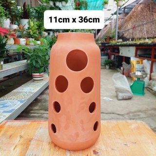 Chậu đất nung, Chậu sen đá - Bình hoa 7 lỗ tròn mẫu 2, miệng chậu 11cm, chiều cao 36cm