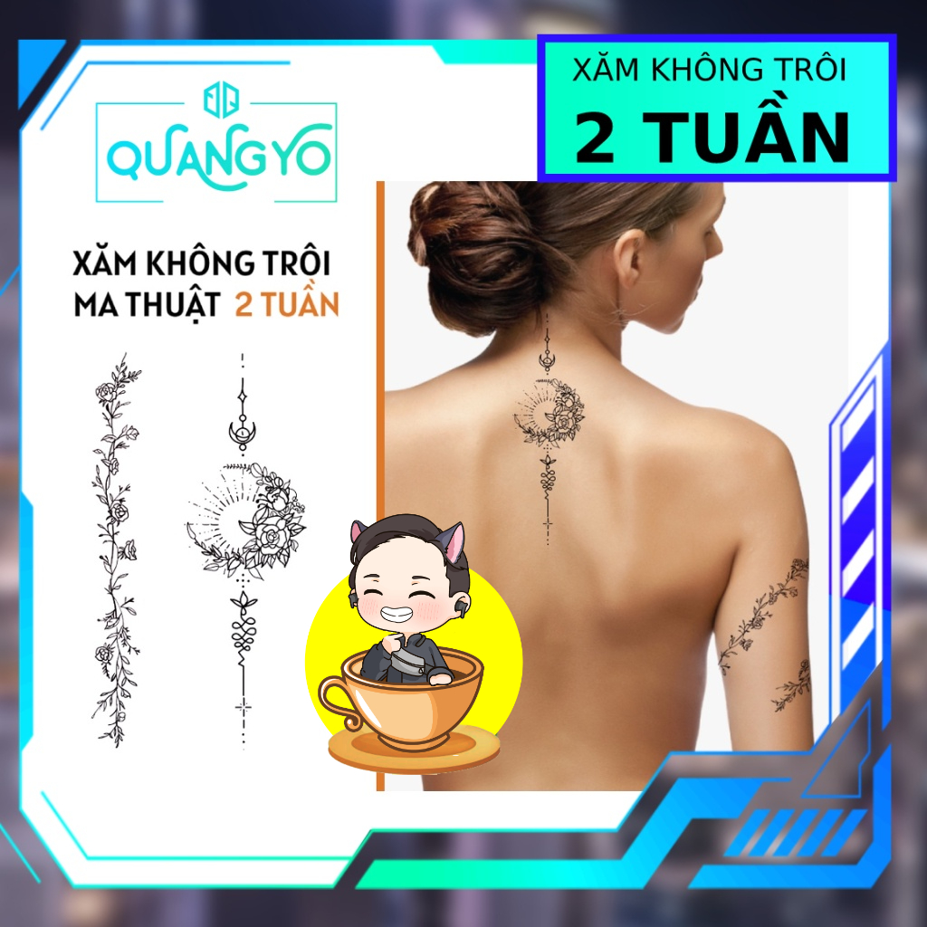 Hình xăm không trôi lưng bùa may mắn hoa hồng, hoa hồng quấn tay, Xăm giống Inkaholic