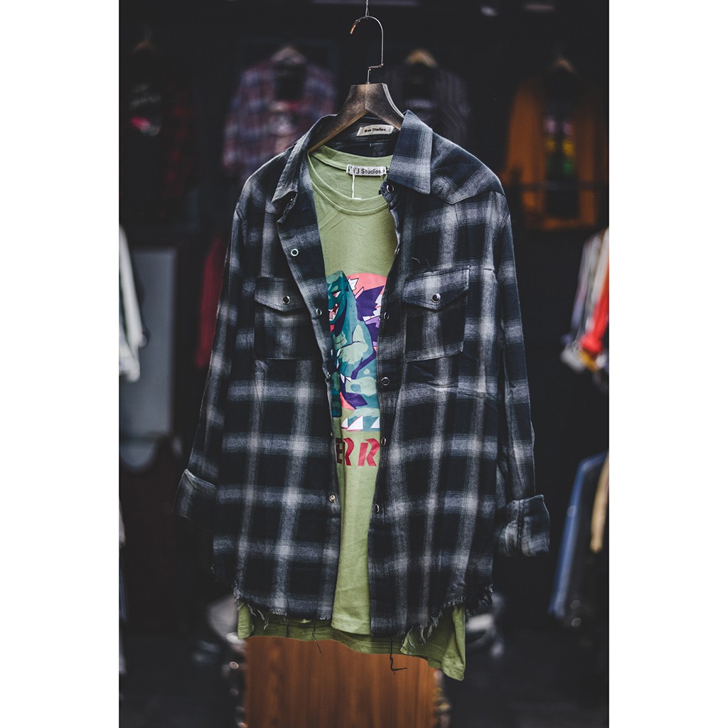 Áo Sơ Mi Dài Tay Sọc Caro Nam Nữ Thời Trang