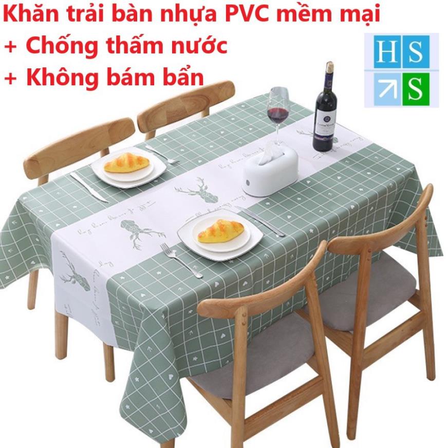 (KT : 137 x 180cm) Khăn trải bàn chống thấm nước nhựa mềm PVC dễ lau sạch không bám bẩn lịch sự trang nhã - HS Shop