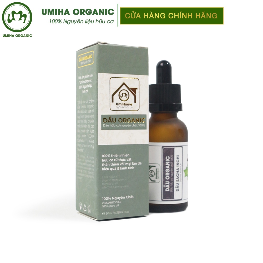 Dầu Sacha Inchi nguyên chất UMIHOME 30ml dưỡng ẩm môi, cấp ẩm mờ thâm nám, chăm sóc tóc, tẩy trang hiệu quả