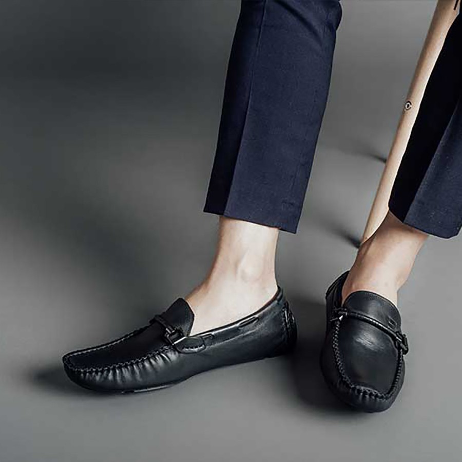 Giày Lười Nam LAFORCE Bo Viền Quai Ngang GNLA3105-1-D Tặng Tất UNIQLO Cao Cấp