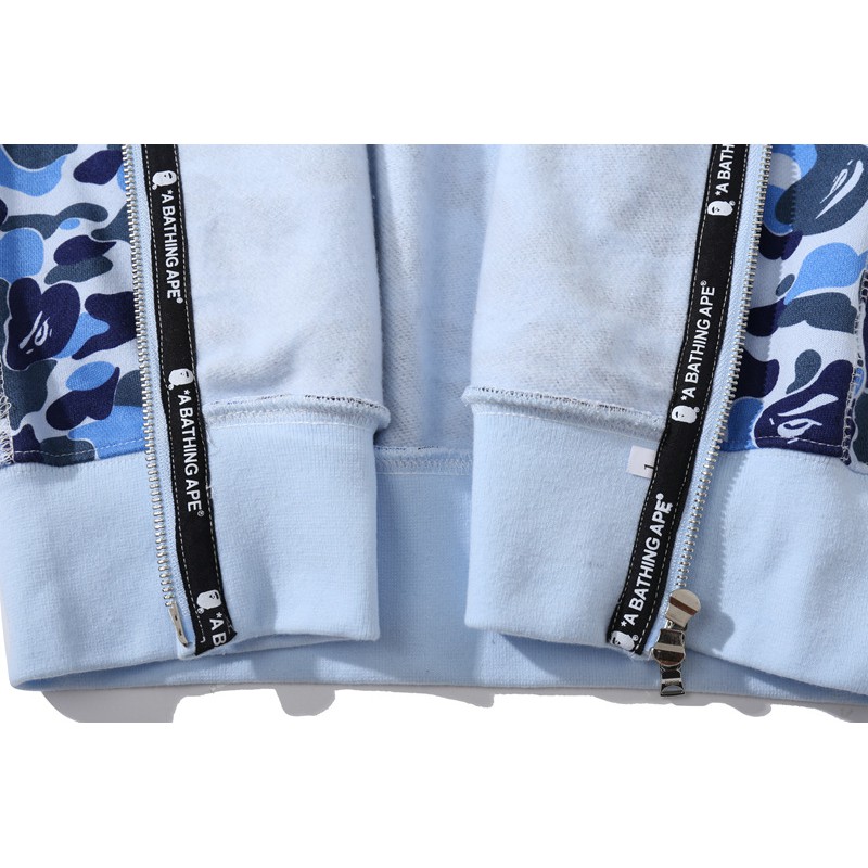 Áo khoác BAPE cá mập xanh dương hồng xanh lá cây 2 mũ chữ WGM thêu cho nam và nữ 2021,jacket BAPE 2 mũ 2021