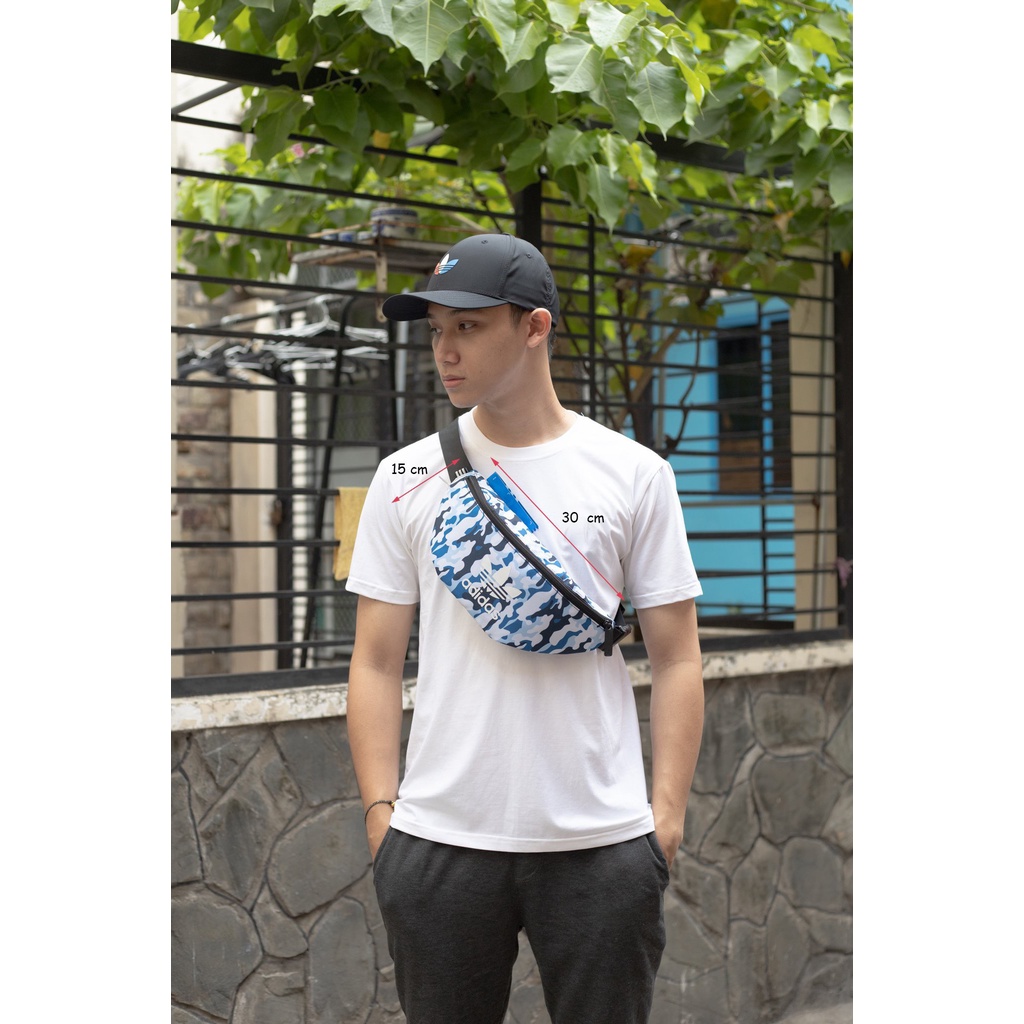 Túi bao tử đeo chéo/đeo hông Adidas rằn ri các màu, tem mác đầy đủ
