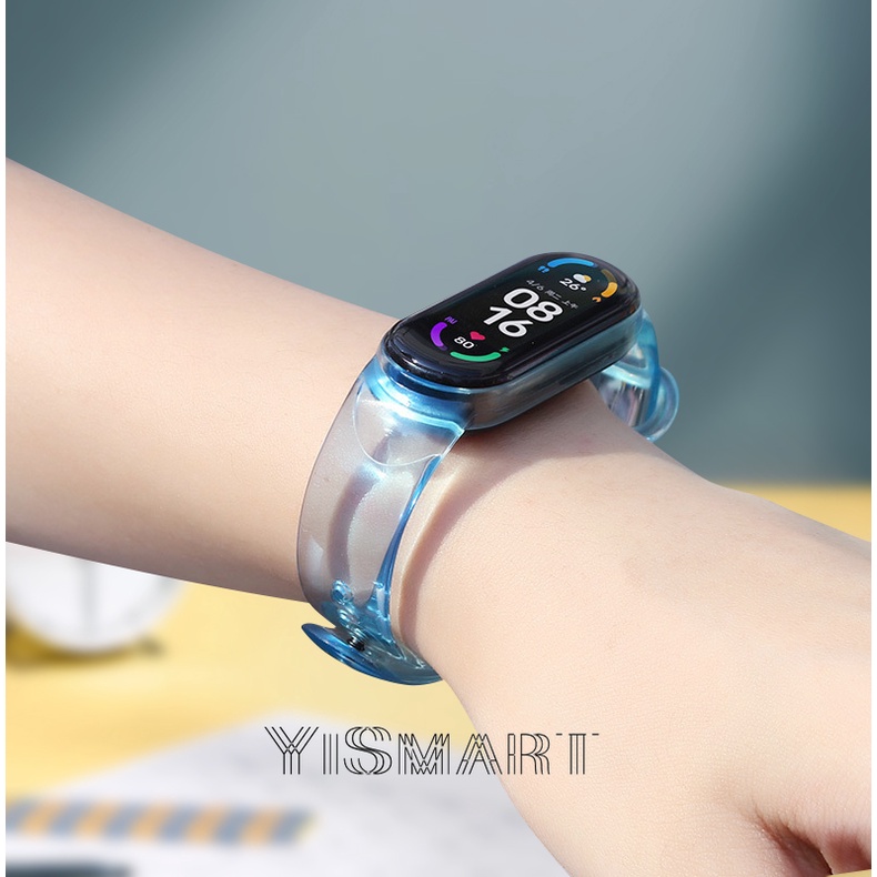 Dây đeo tpu màu trong suốt cho đồng hồ Xiaomi Mi Band 6 / 5