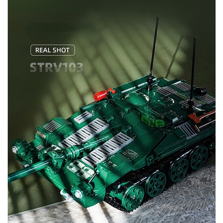 Bộ 692 Mô Hình Xe Tăng MOC WW2 STRV-103 Cho Bé